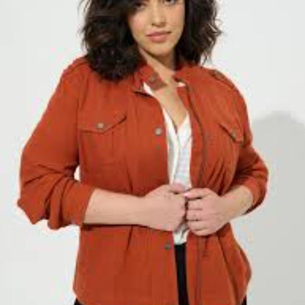 TORRID DOUBLE GAUZE FOLD UTILITY ROOIBOS JACKET SIZE 5 OR 5X BRAND NEW WITH TAGS